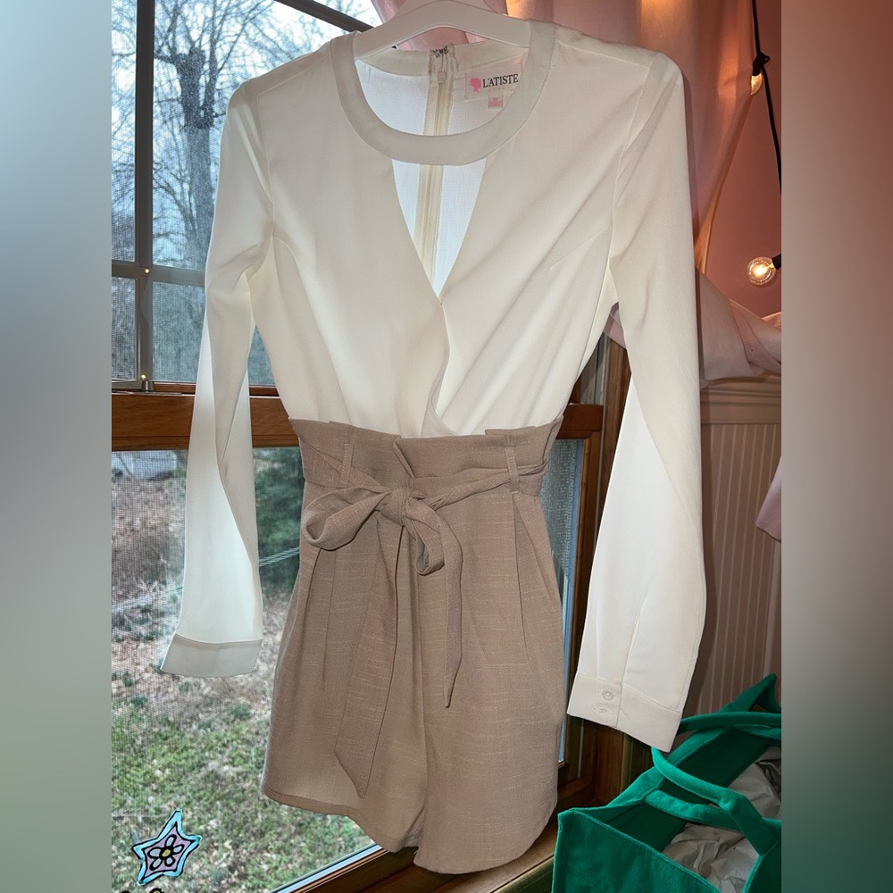 women's playsuit one piece with paper bag shorts